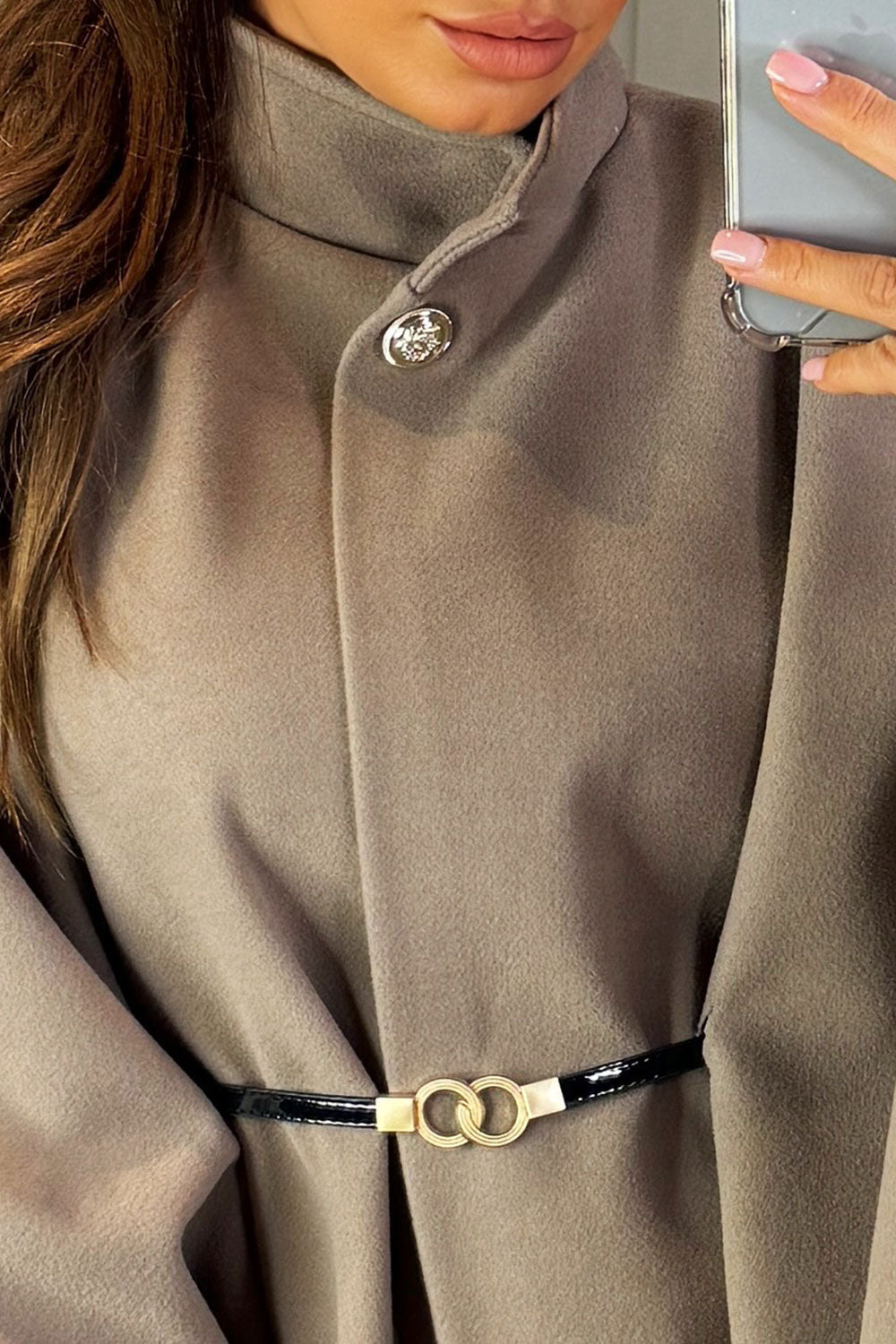 Cape with Belt and Button Mocha Poncho | Xtralitty