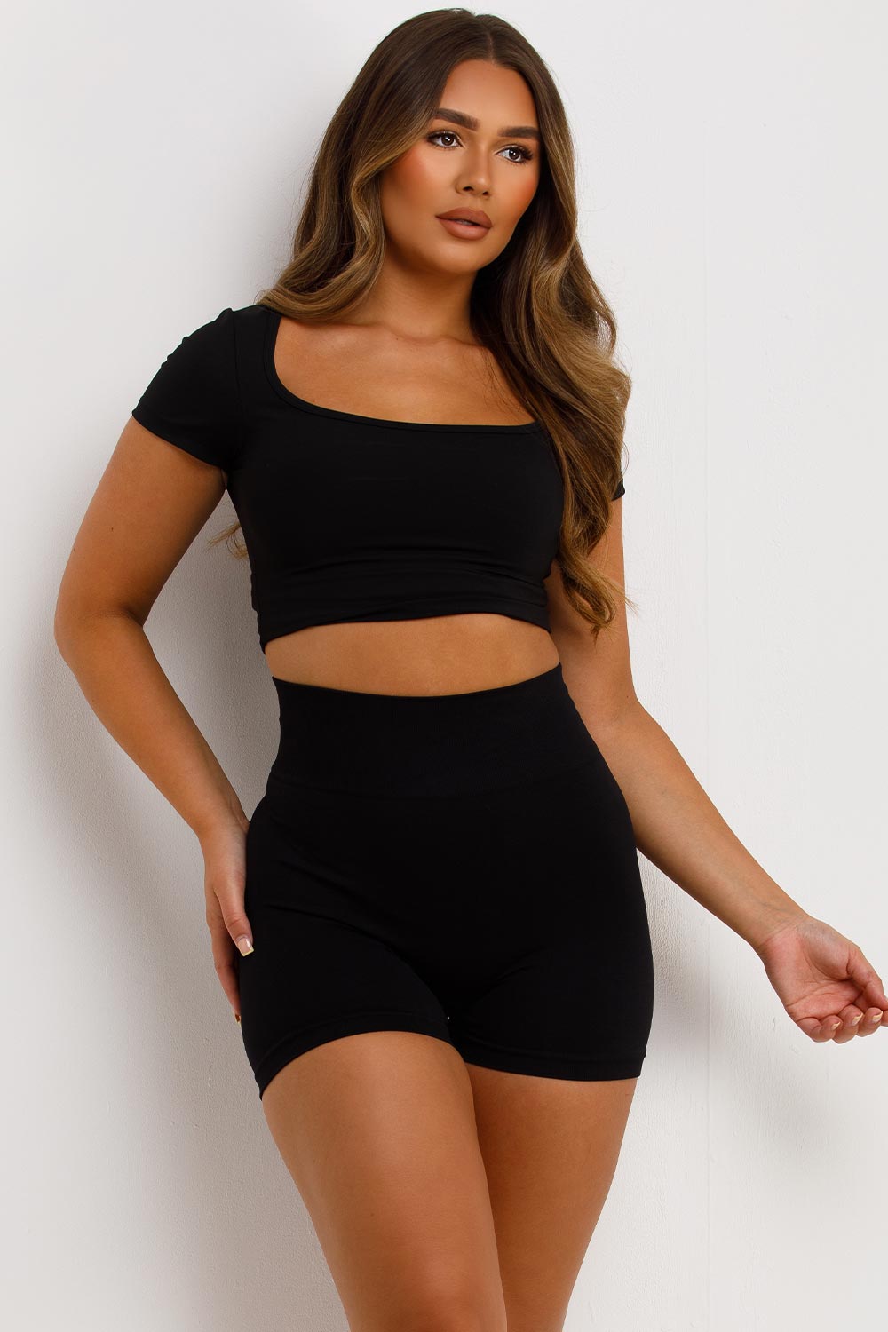 Black Seamless Scrunch Bum Shorts High Waist | Xtralitty