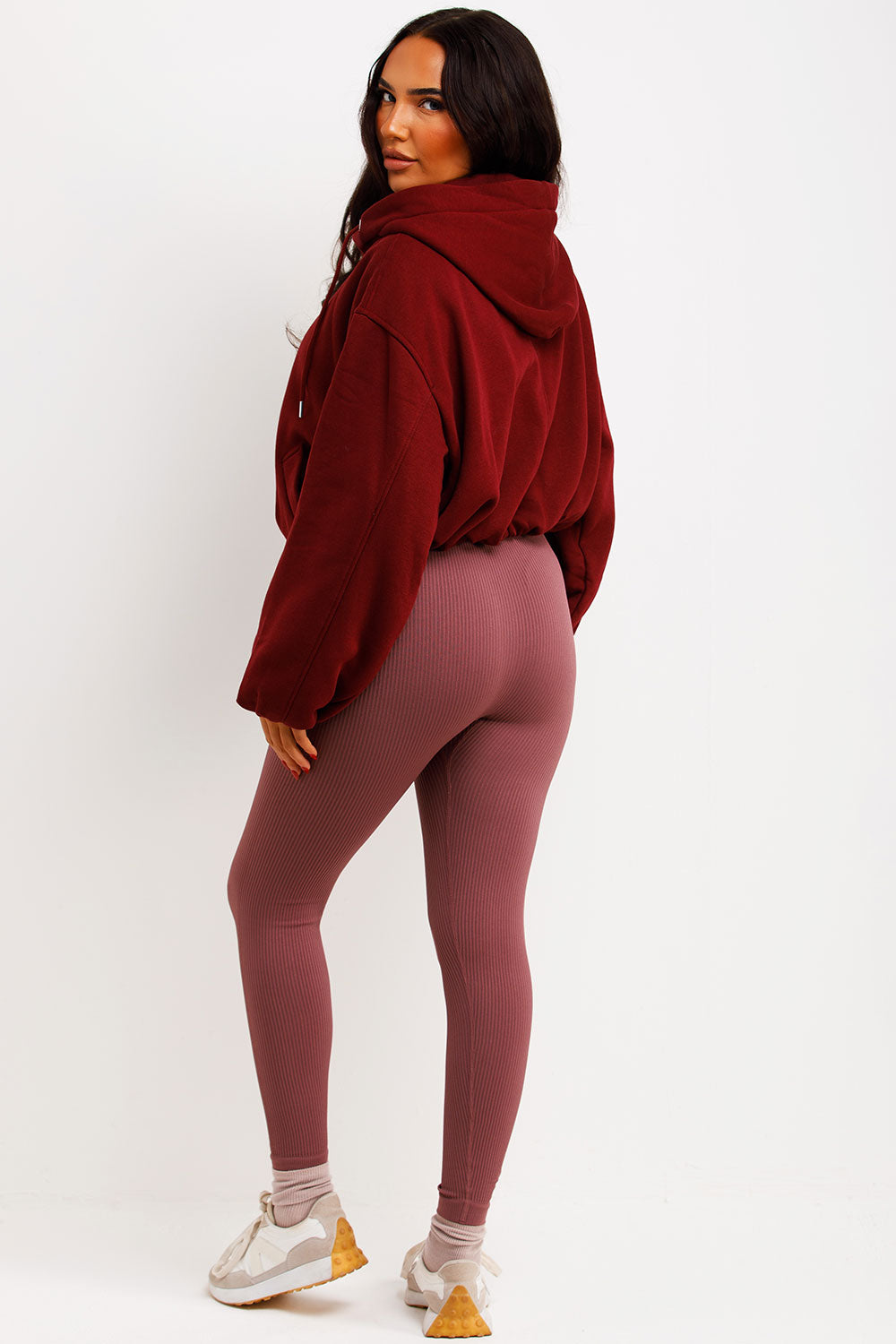 Hooded Jacket with Elastic Hem Burgundy | Xtralitty