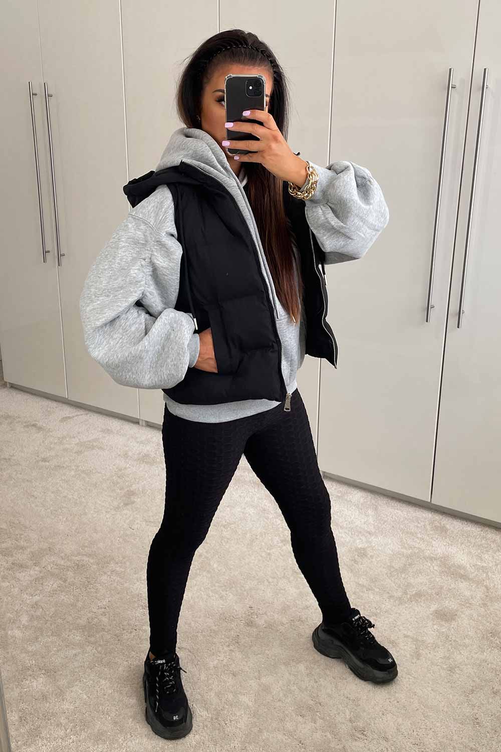 Black Hooded Gilet Sleeveless Jacket | Xtralitty