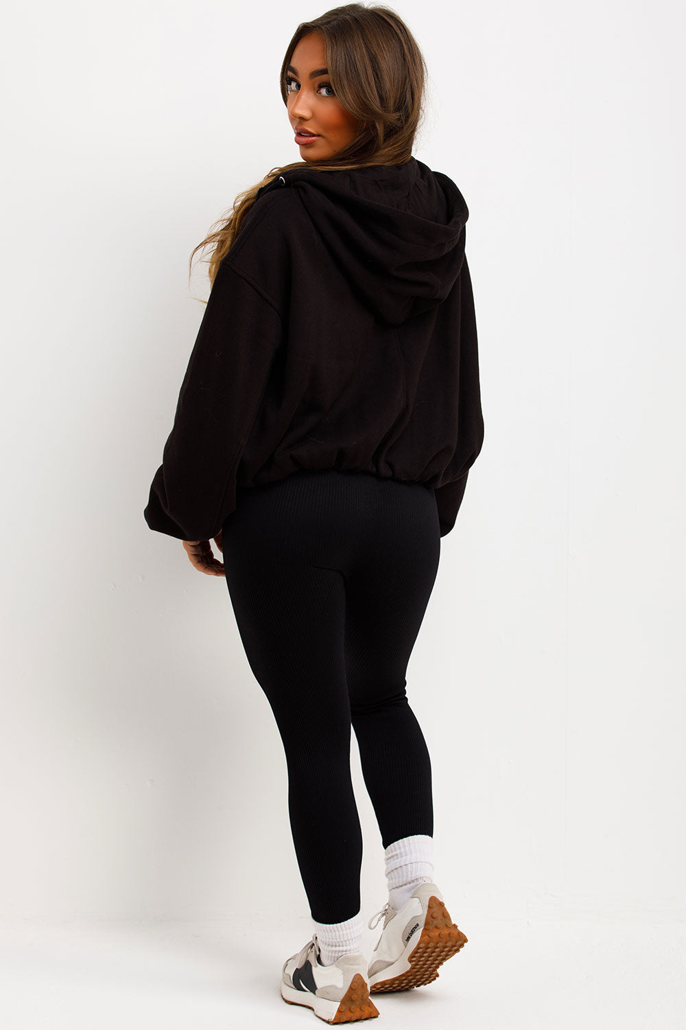 Black Hooded Jacket with Elastic Hem | Xtralitty