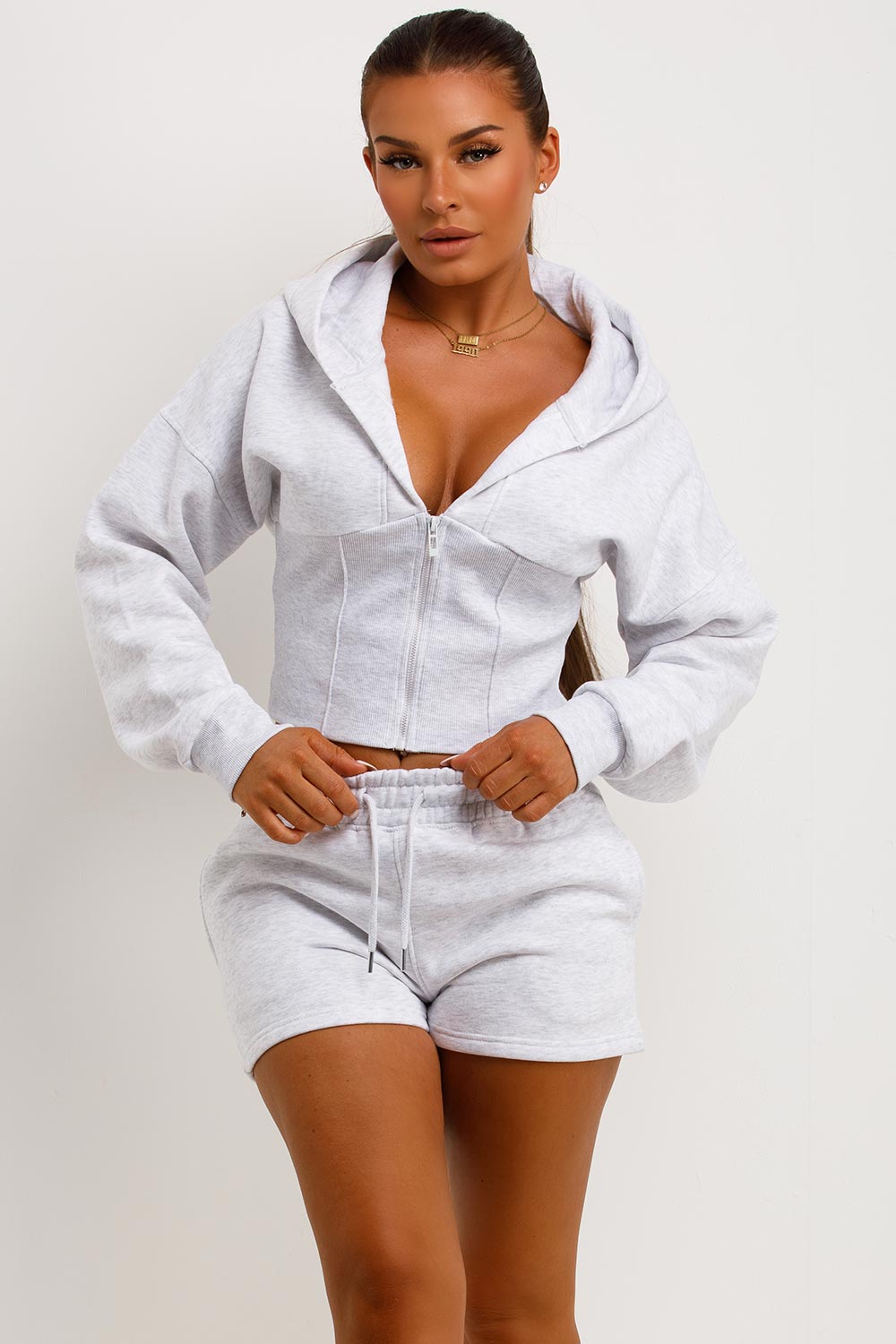 Corset Hoodie and Shorts Tracksuit Co Ord Set Gr | Xtralitty