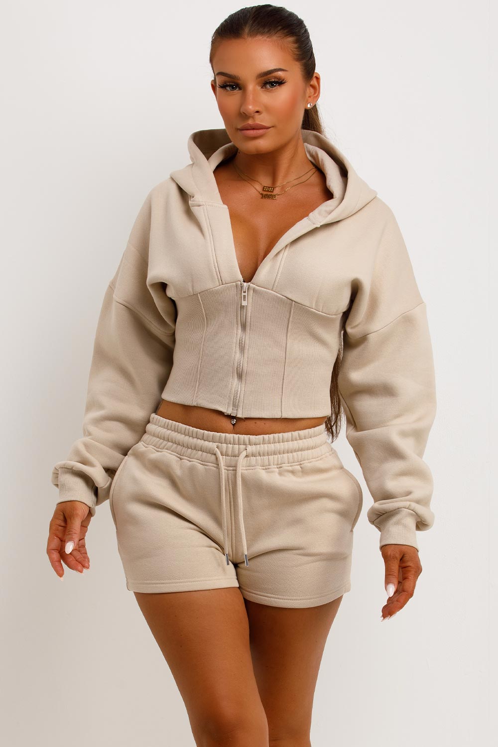 Corset Hoodie and Shorts Tracksuit Co Ord Set Oa | Xtralitty