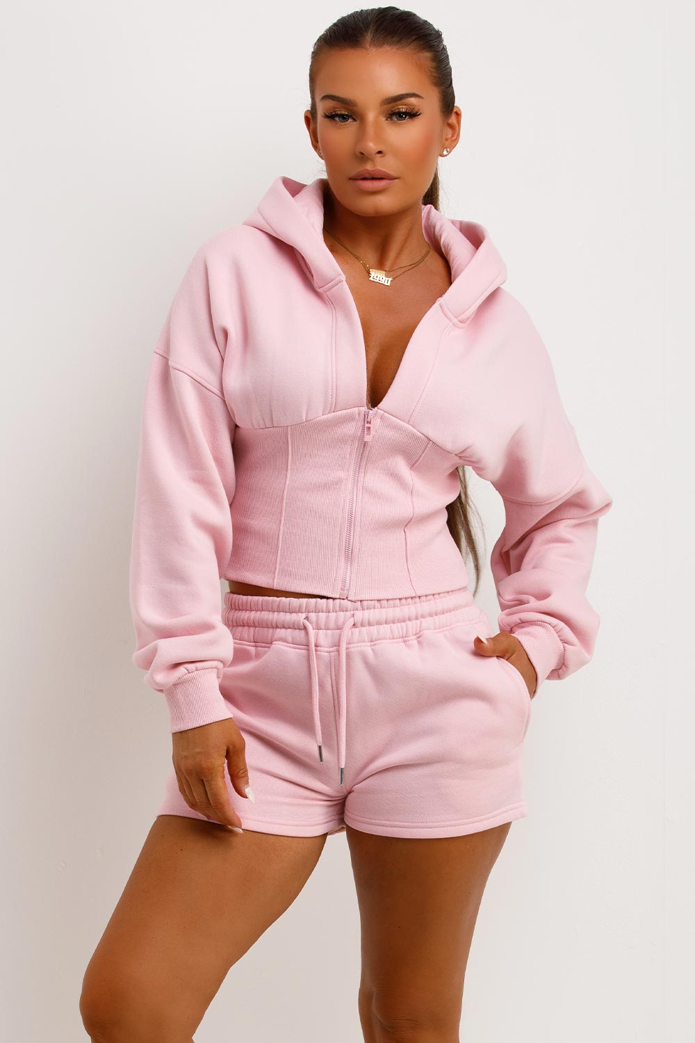 Corset Hoodie and Shorts Tracksuit Co Ord Set Pi | Xtralitty