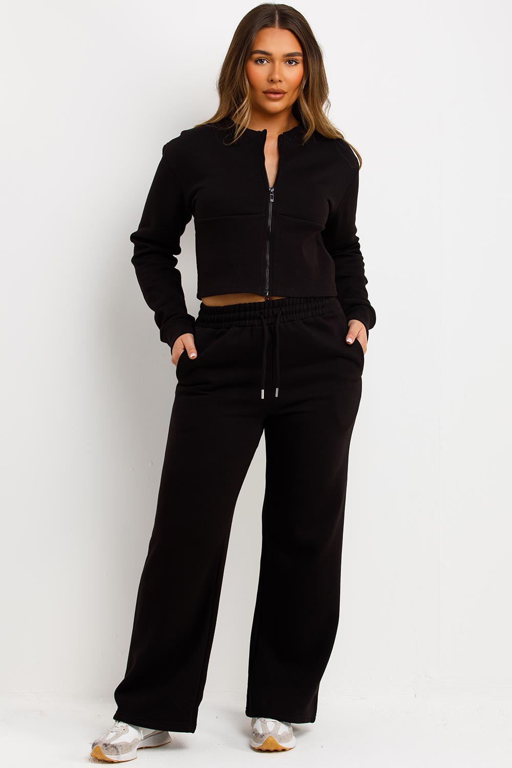 Corset Zip Up Crop Sweatshirt and Joggers Tracks | Xtralitty