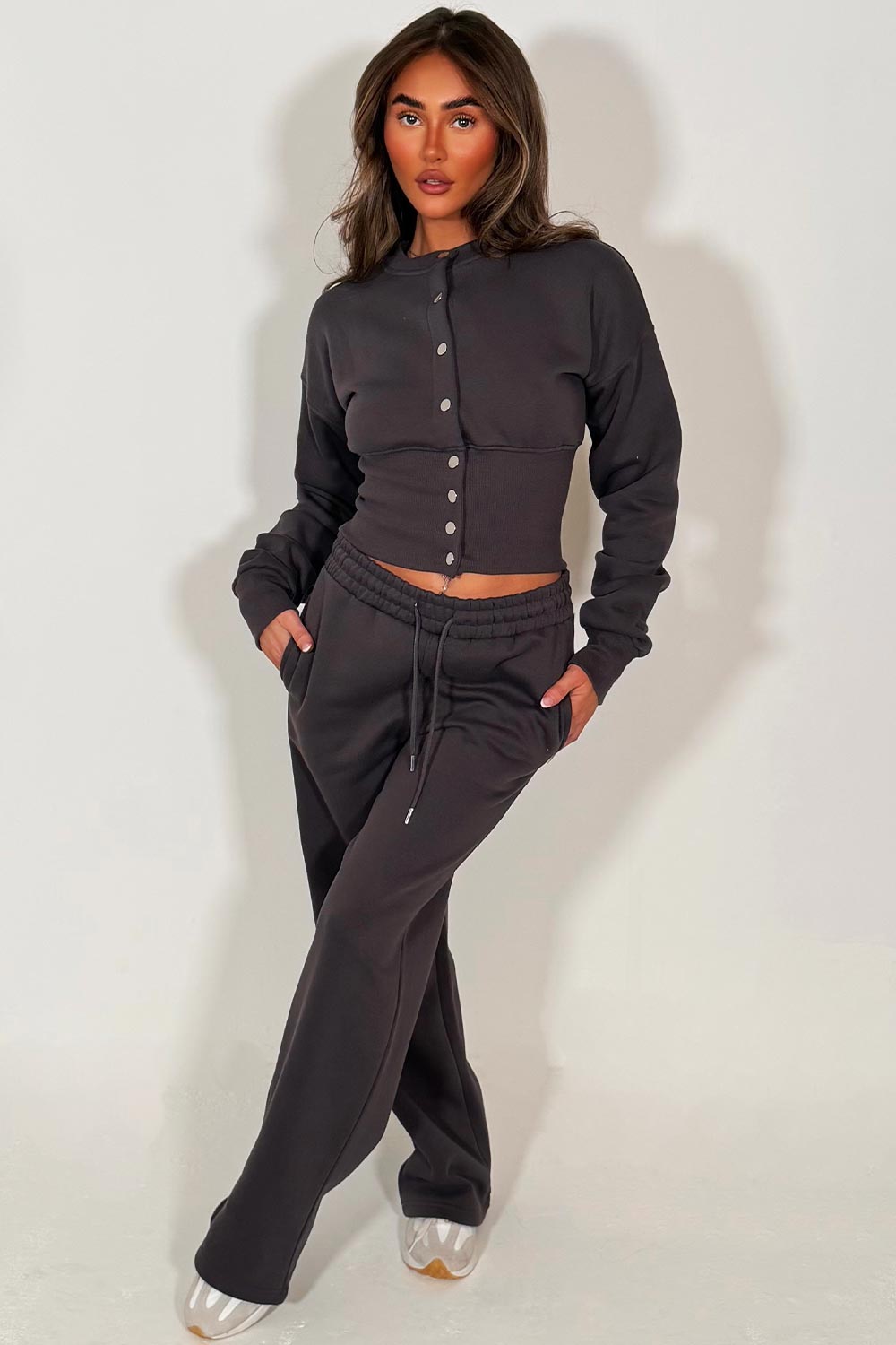 Button Up Corset Sweatshirt and Jogger Tracksuit | Xtralitty