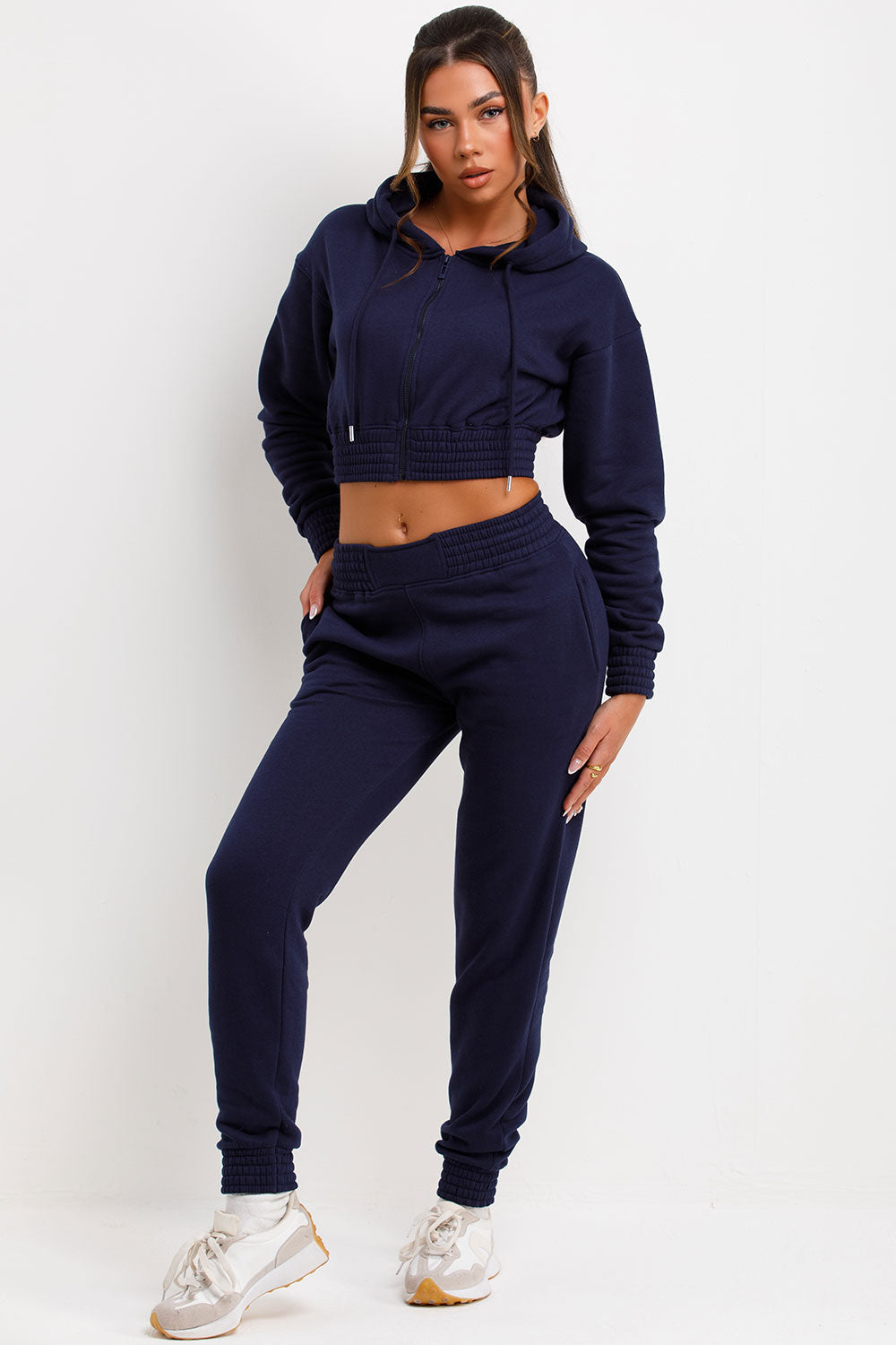 Tracksuit with Zip Front Cropped Navy | Xtralitty