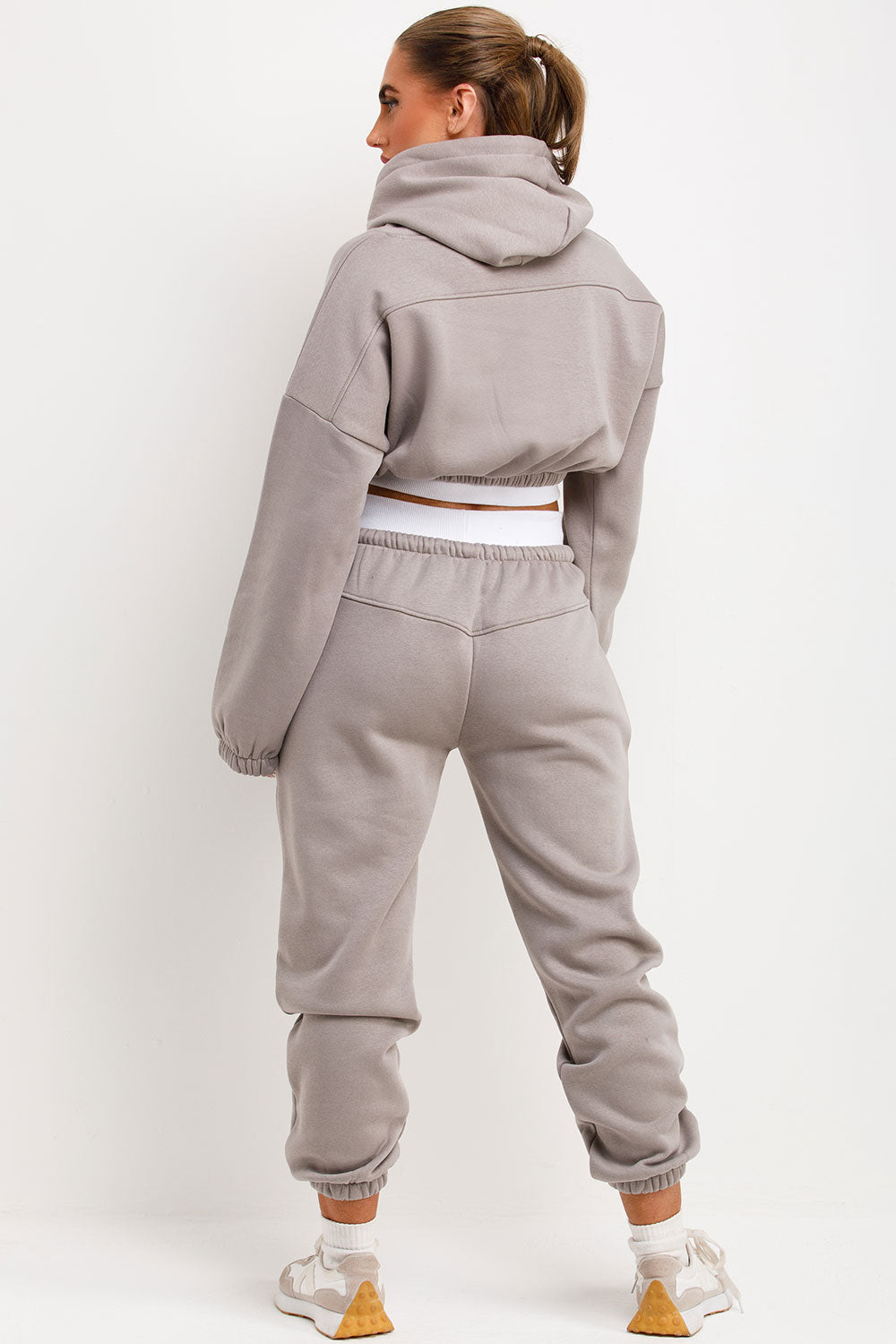 Crop Hoodie and Joggers Tracksuit Ribbed Hem Dov | Xtralitty
