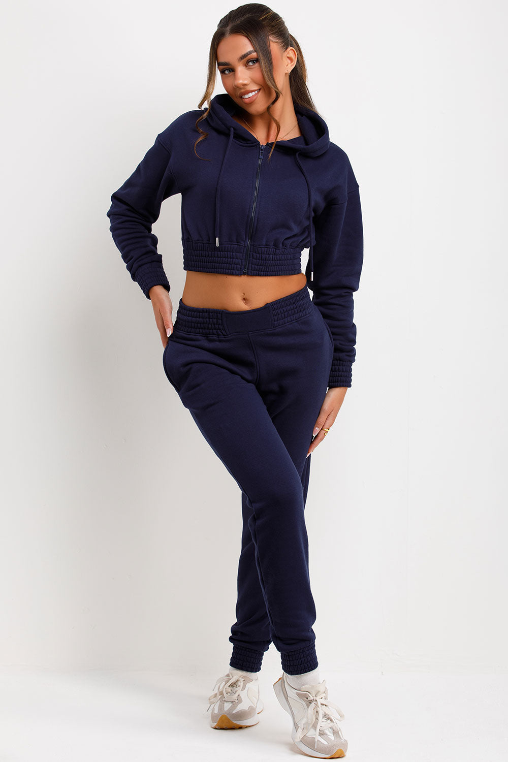 Tracksuit with Zip Front Cropped Navy | Xtralitty