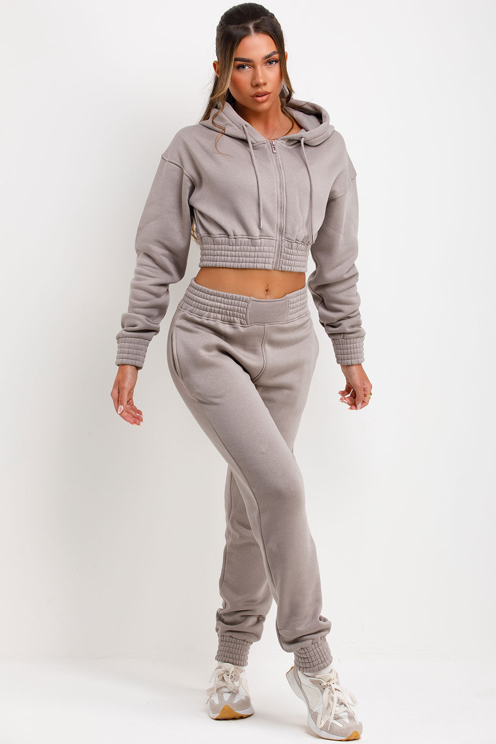 Tracksuit with Zip Front Cropped Dove Grey | Xtralitty