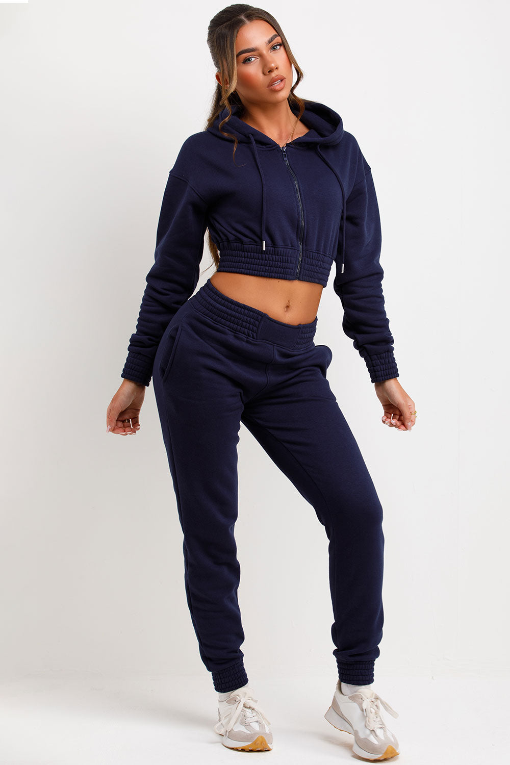 Tracksuit with Zip Front Cropped Navy | Xtralitty