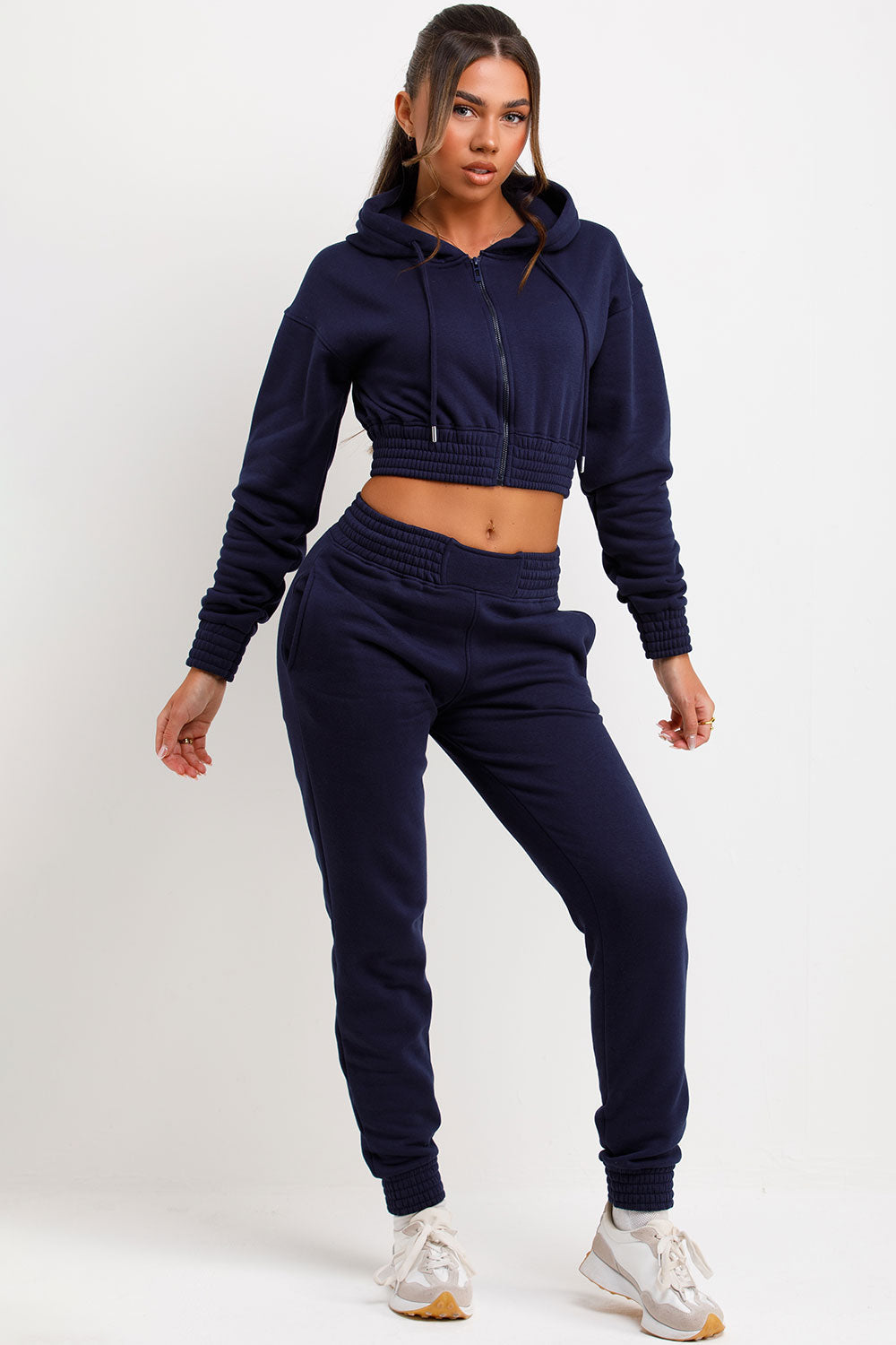 Tracksuit with Zip Front Cropped Navy | Xtralitty