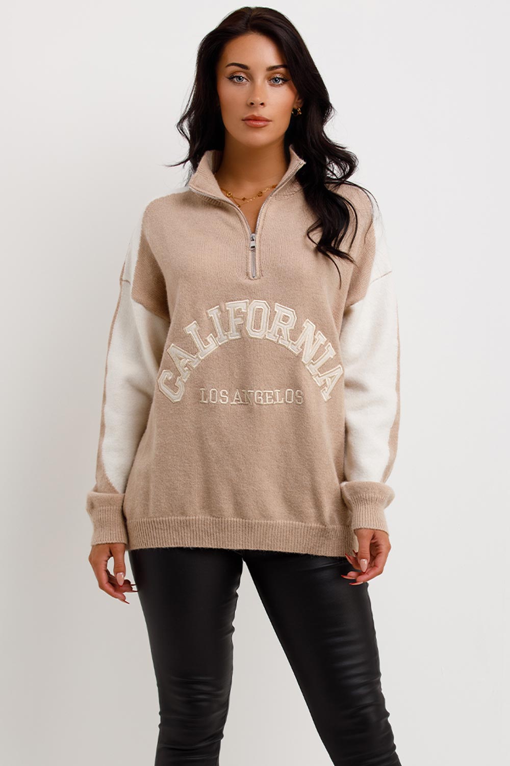 Knitted Half Zip Jumper with California Slogan B | Xtralitty