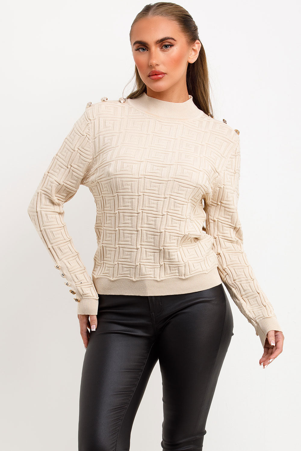 Jumper with Gold Buttons and Embossed Detailing | Xtralitty