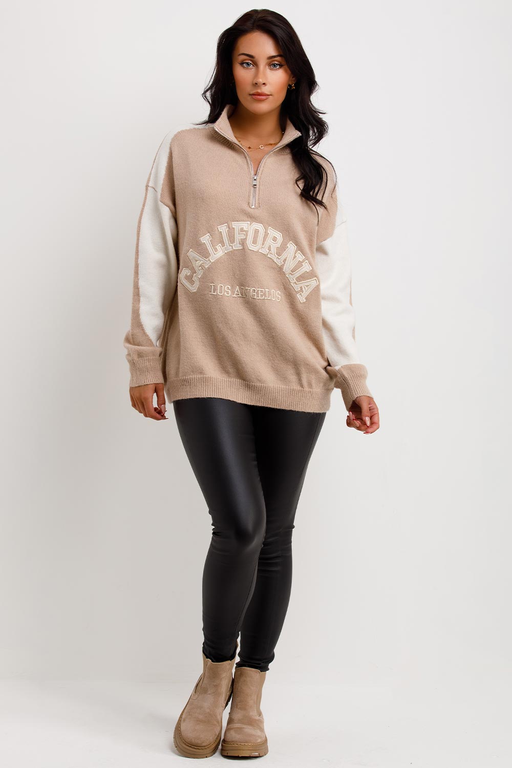 Knitted Half Zip Jumper with California Slogan B | Xtralitty
