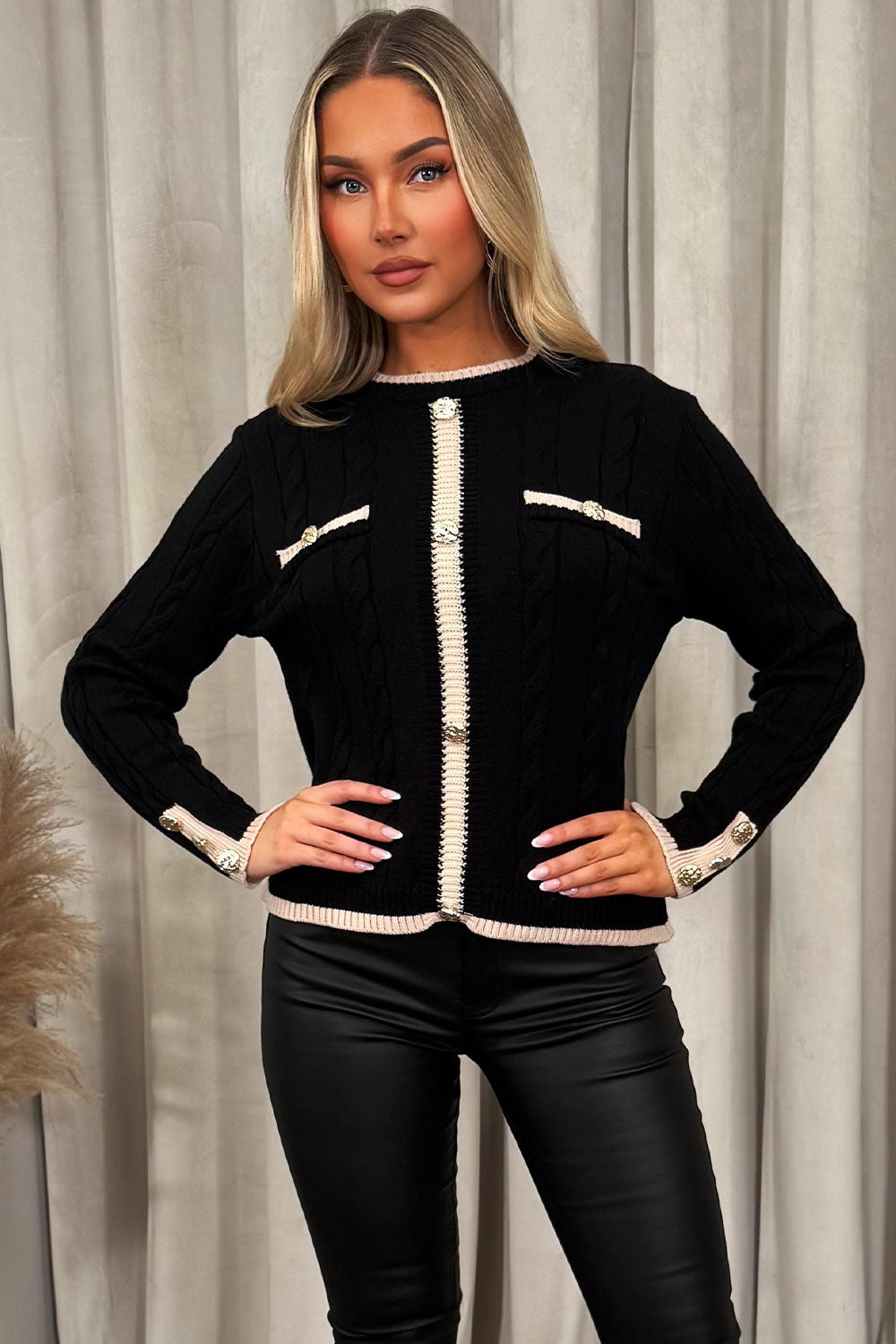 Knitted Jumper with Gold Buttons and Long Sleeve | Xtralitty