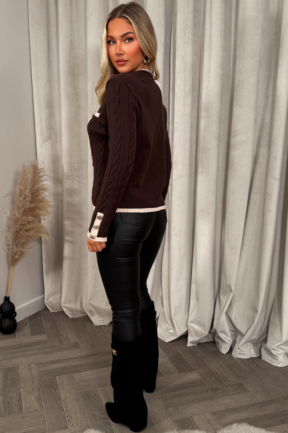 Knitted Jumper with Gold Buttons and Long Sleeve | Xtralitty