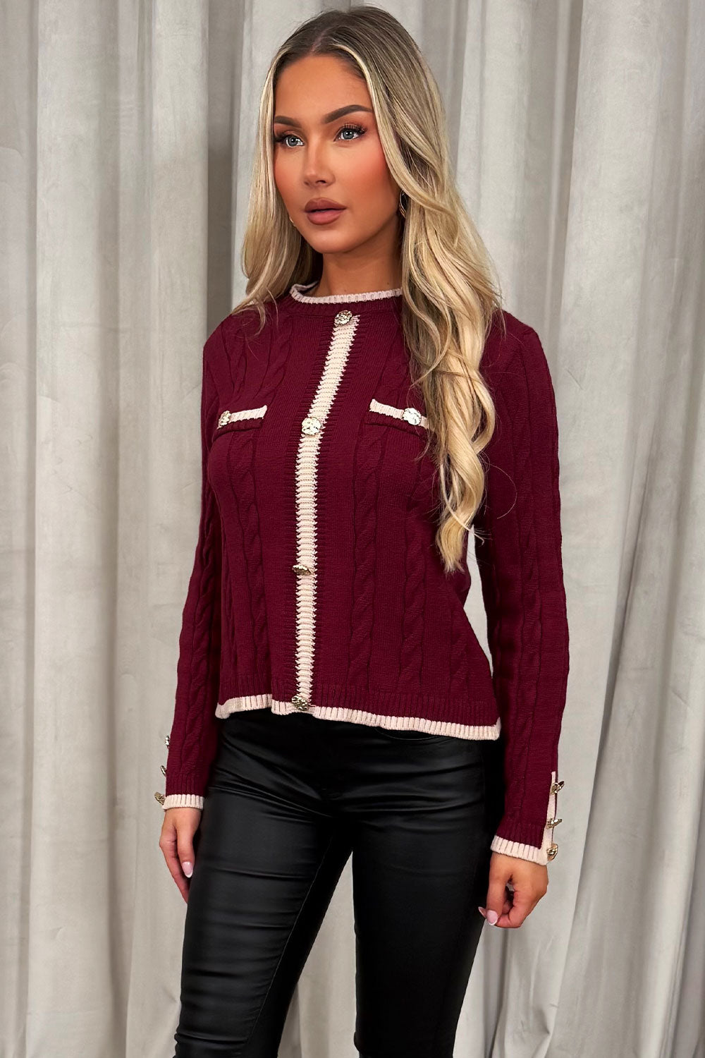 Knitted Jumper with Gold Buttons and Long Sleeve | Xtralitty