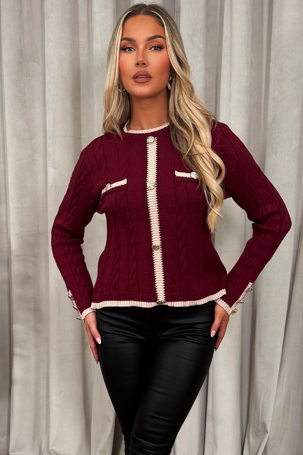 Knitted Jumper with Gold Buttons and Long Sleeve | Xtralitty