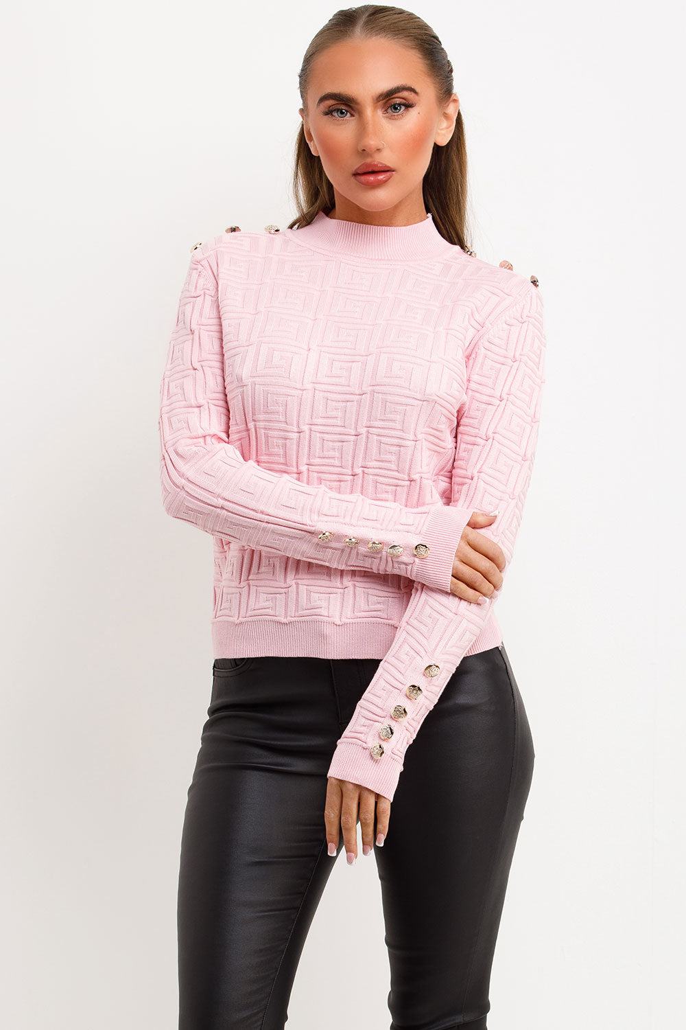 Jumper with Gold Buttons and Embossed Detailing | Xtralitty