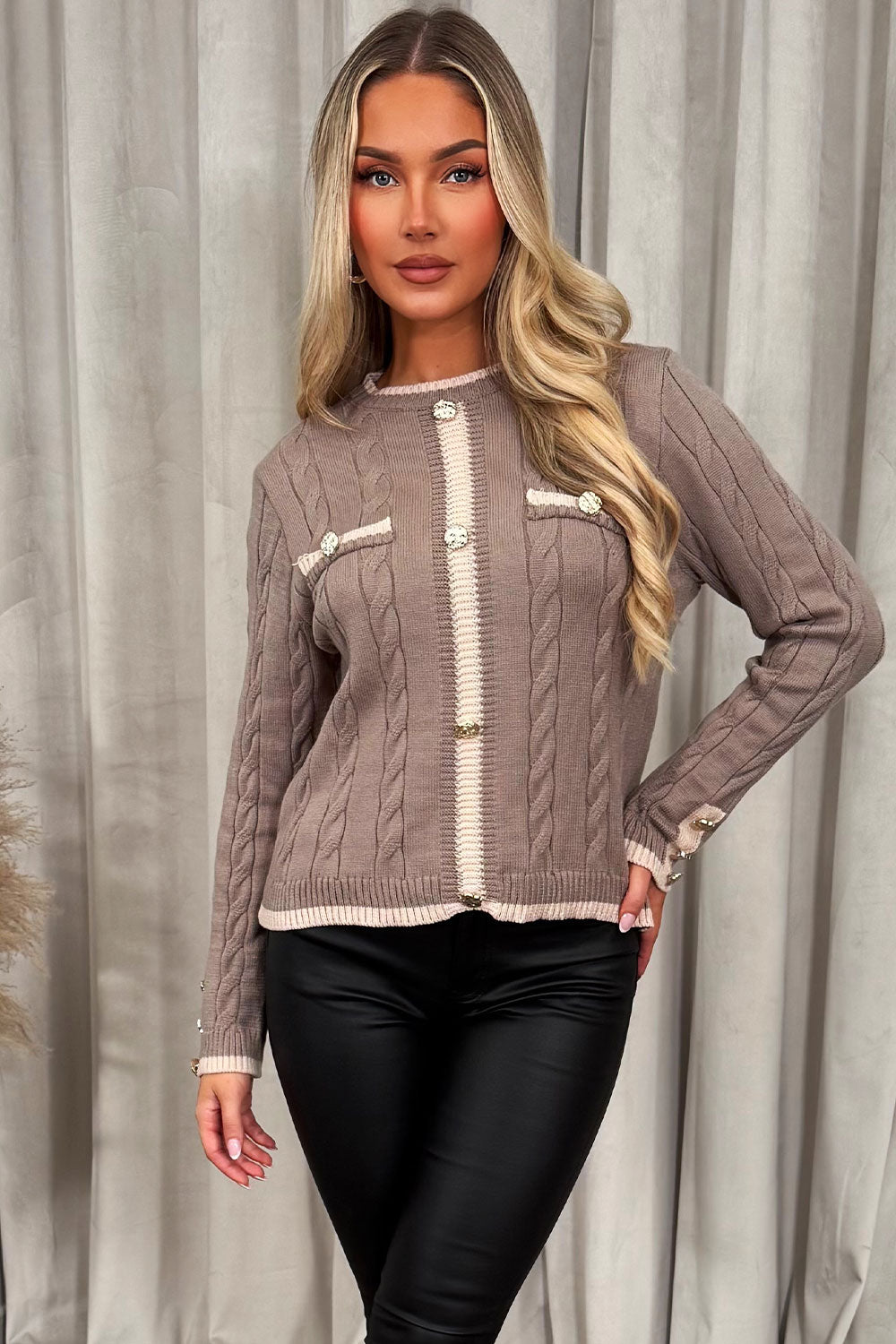 Knitted Jumper with Gold Buttons and Long Sleeve | Xtralitty