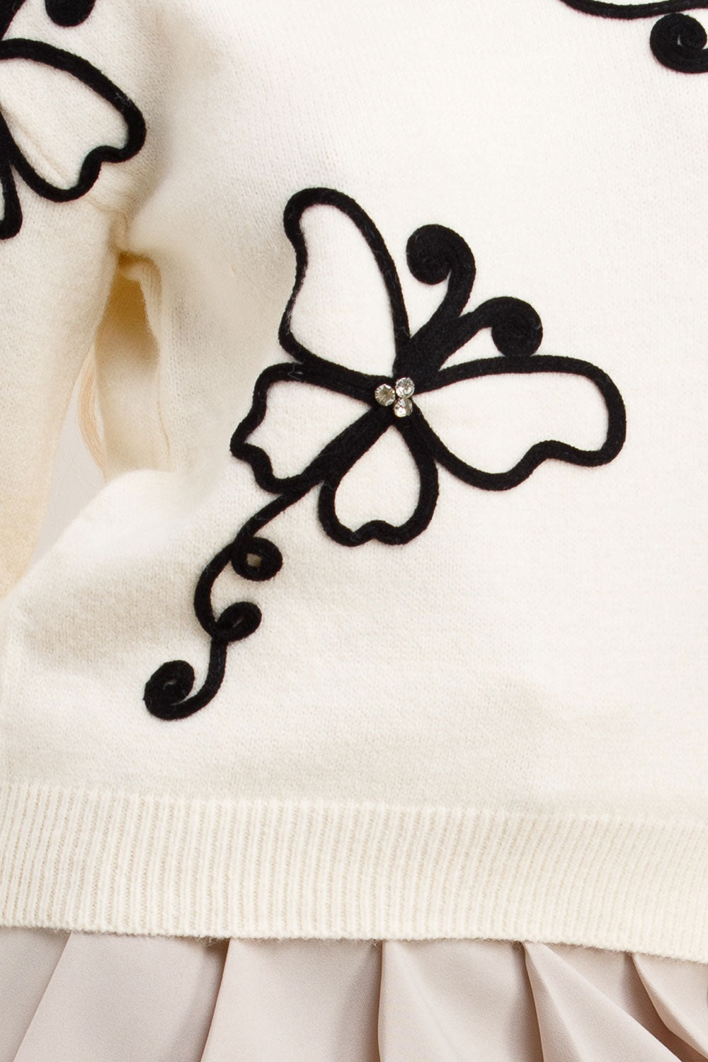 Knitted Jumper with Diamanties Butterfly Embroid | Xtralitty