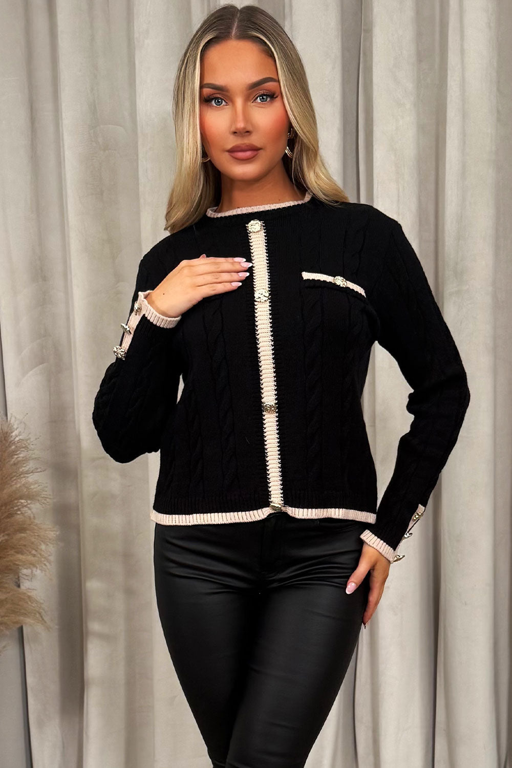 Knitted Jumper with Gold Buttons and Long Sleeve | Xtralitty