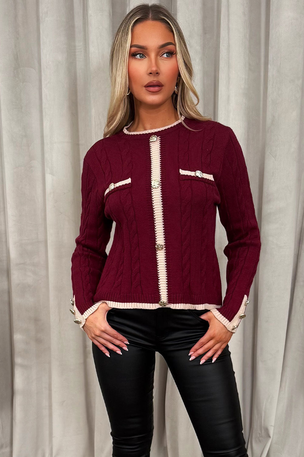 Knitted Jumper with Gold Buttons and Long Sleeve | Xtralitty