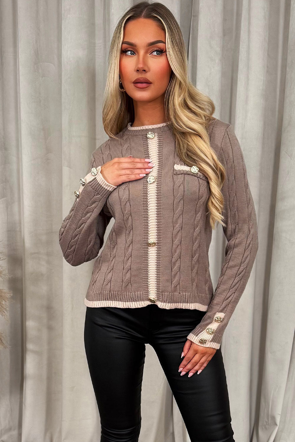 Knitted Jumper with Gold Buttons and Long Sleeve | Xtralitty