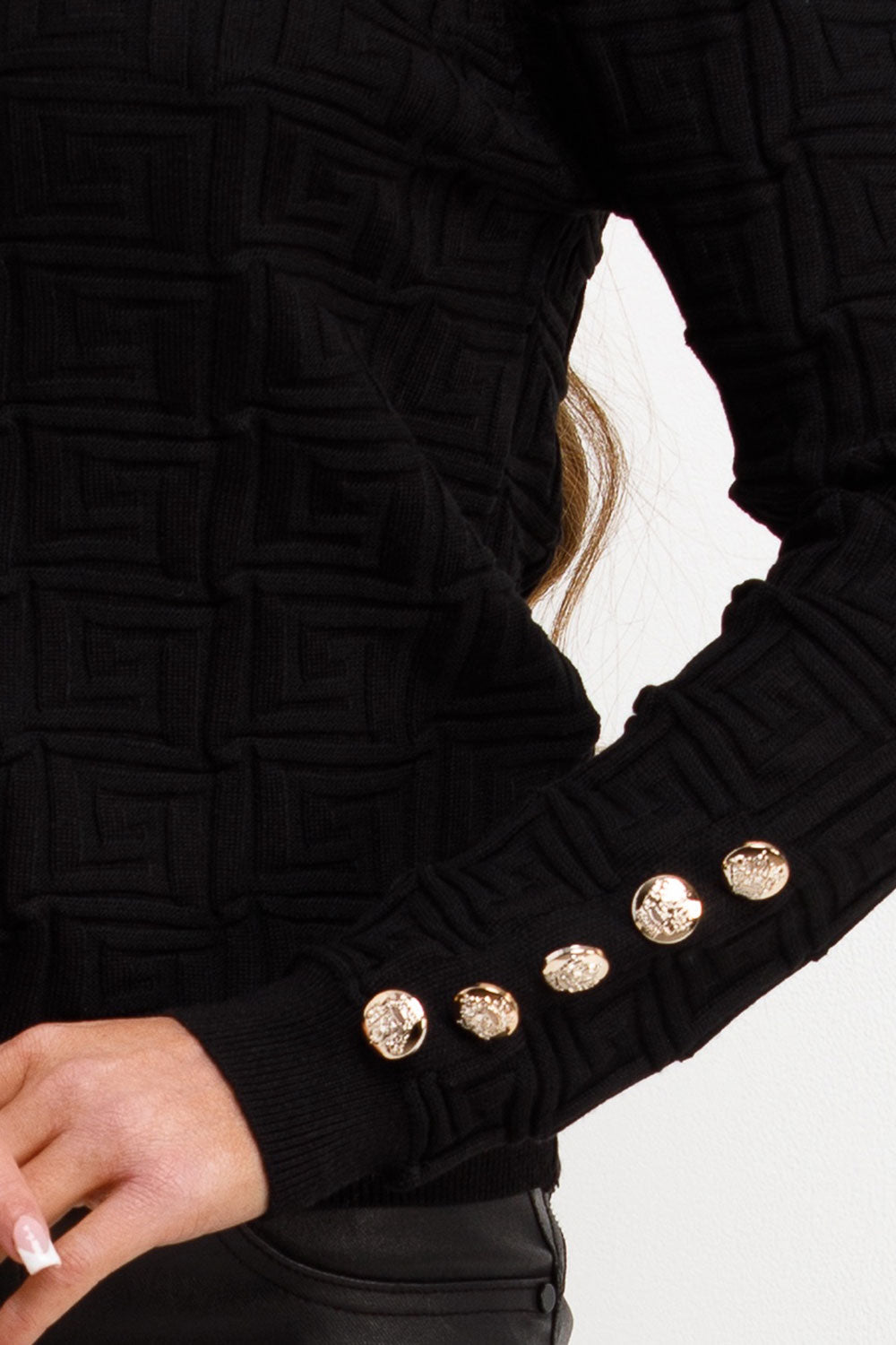 Jumper with Gold Buttons and Embossed Detailing | Xtralitty