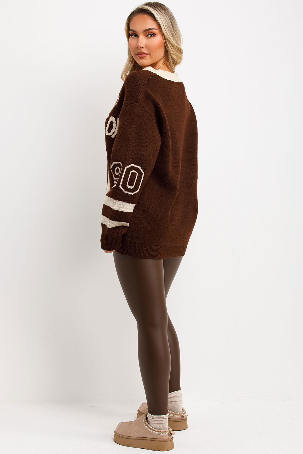 Knitted Jumper with Long Sleeves Oversized Brown | Xtralitty
