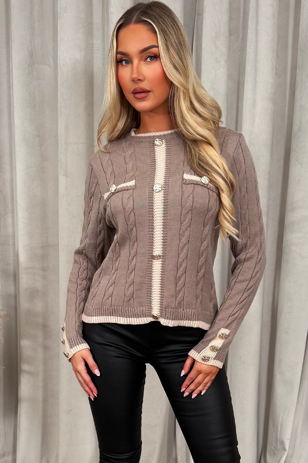 Knitted Jumper with Gold Buttons and Long Sleeve | Xtralitty