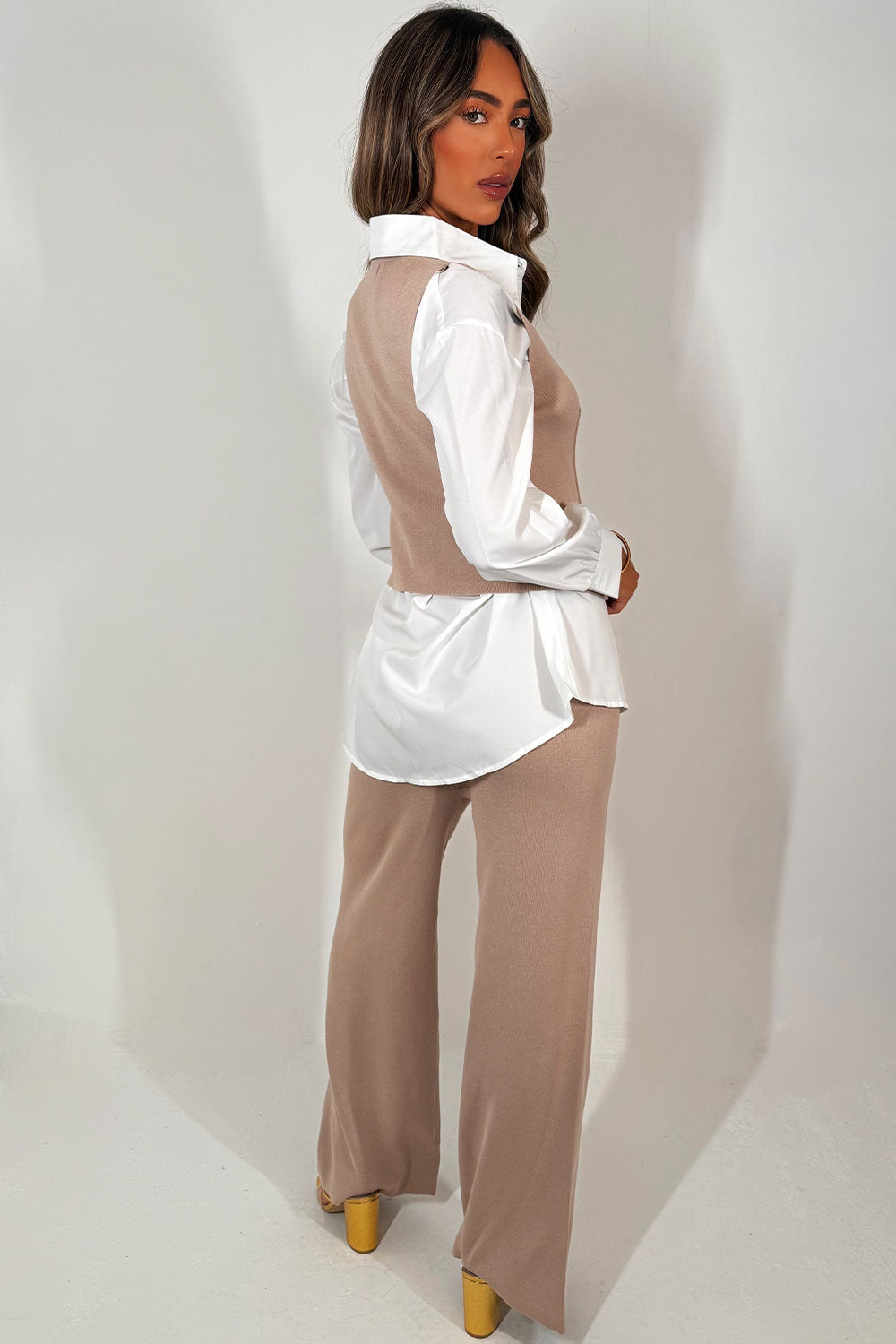 Gold Button Knitted Cardigan Shirt and Trouser 3 | Xtralitty