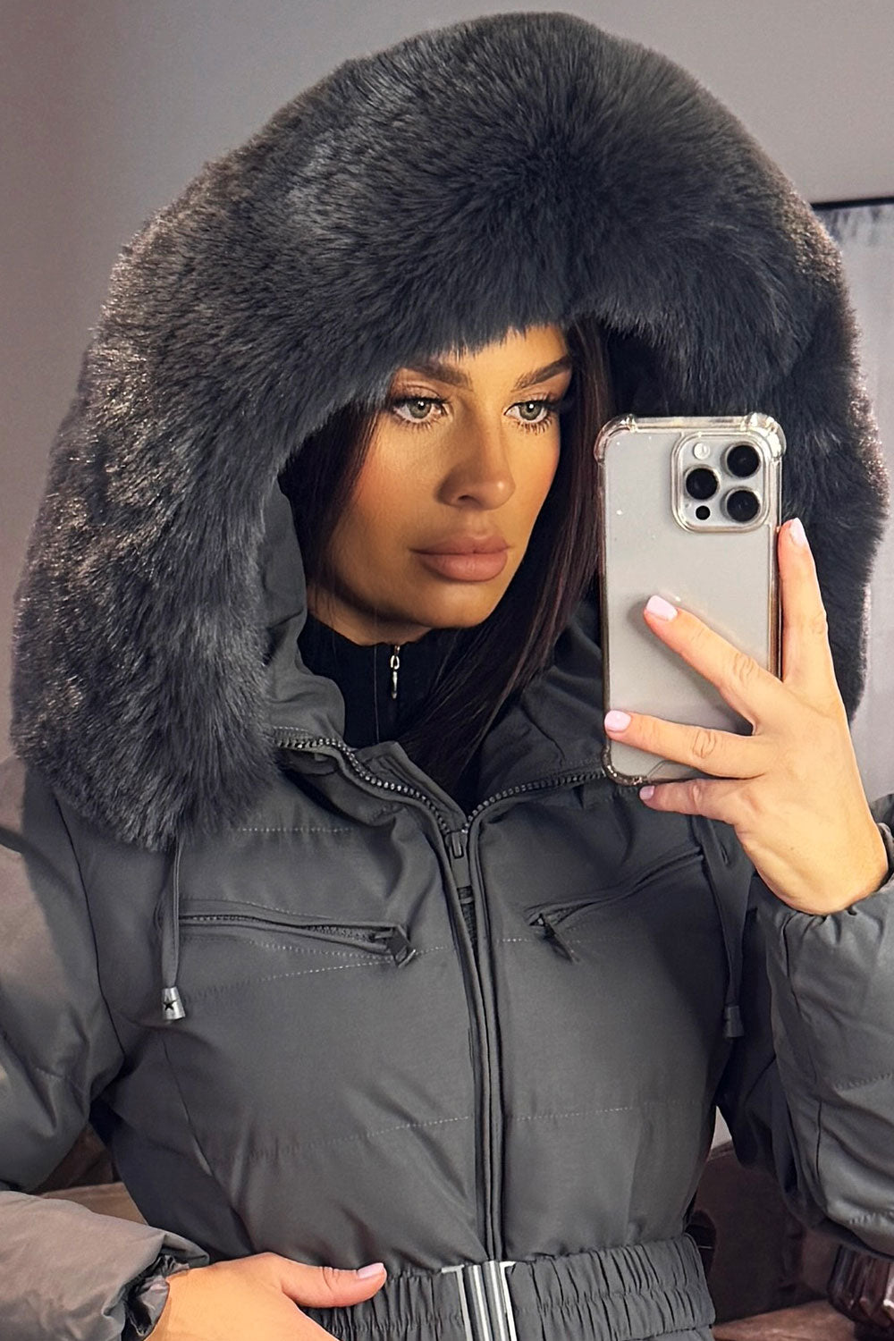 Longline Puffer Padded Coat with Fur Hood and Be | Xtralitty