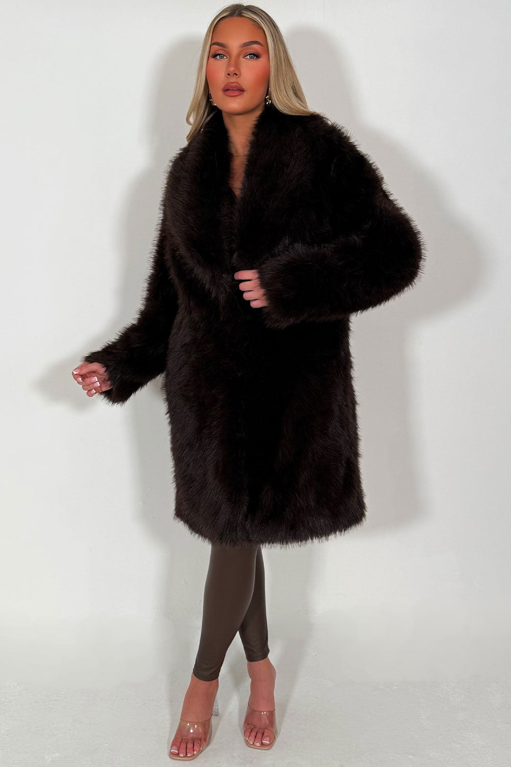 Long Faux Fur Coat Brown | Xtralitty