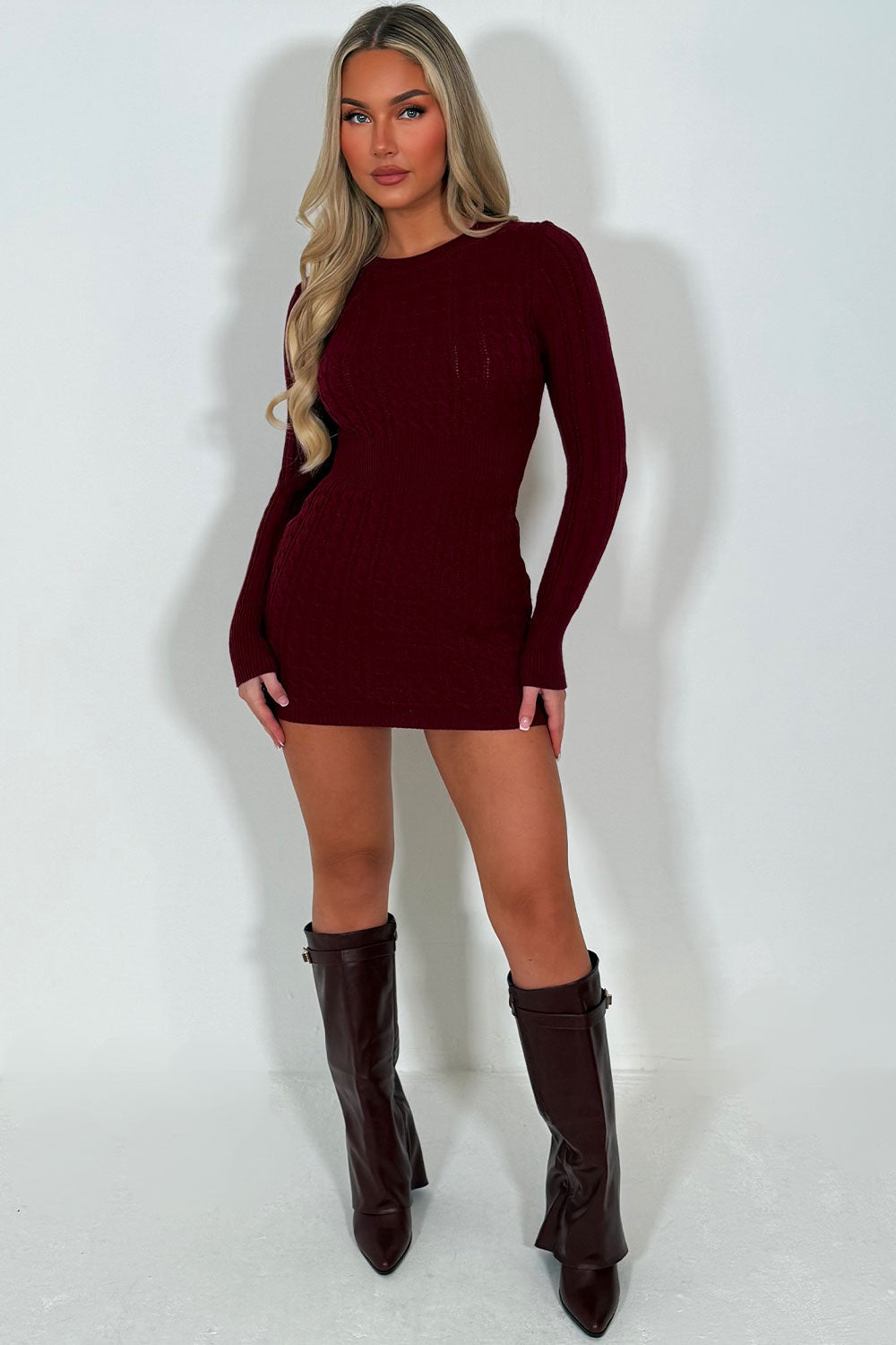 Jumper Dress with Long Sleeves and Cinched Waist | Xtralitty
