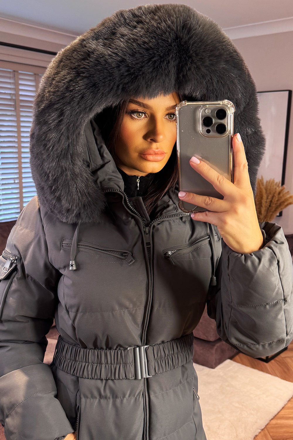 Longline Puffer Padded Coat with Fur Hood and Be | Xtralitty
