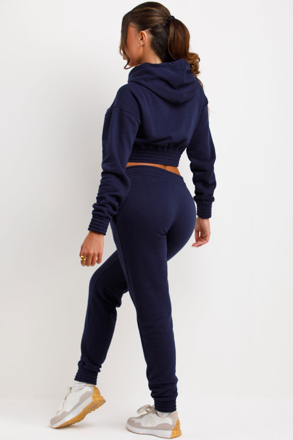 Tracksuit with Zip Front Cropped Navy | Xtralitty