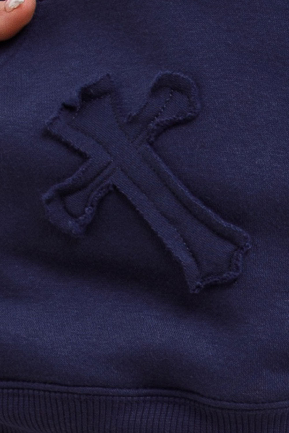 Hoodie with Cross Applique Embroidery Navy | Xtralitty