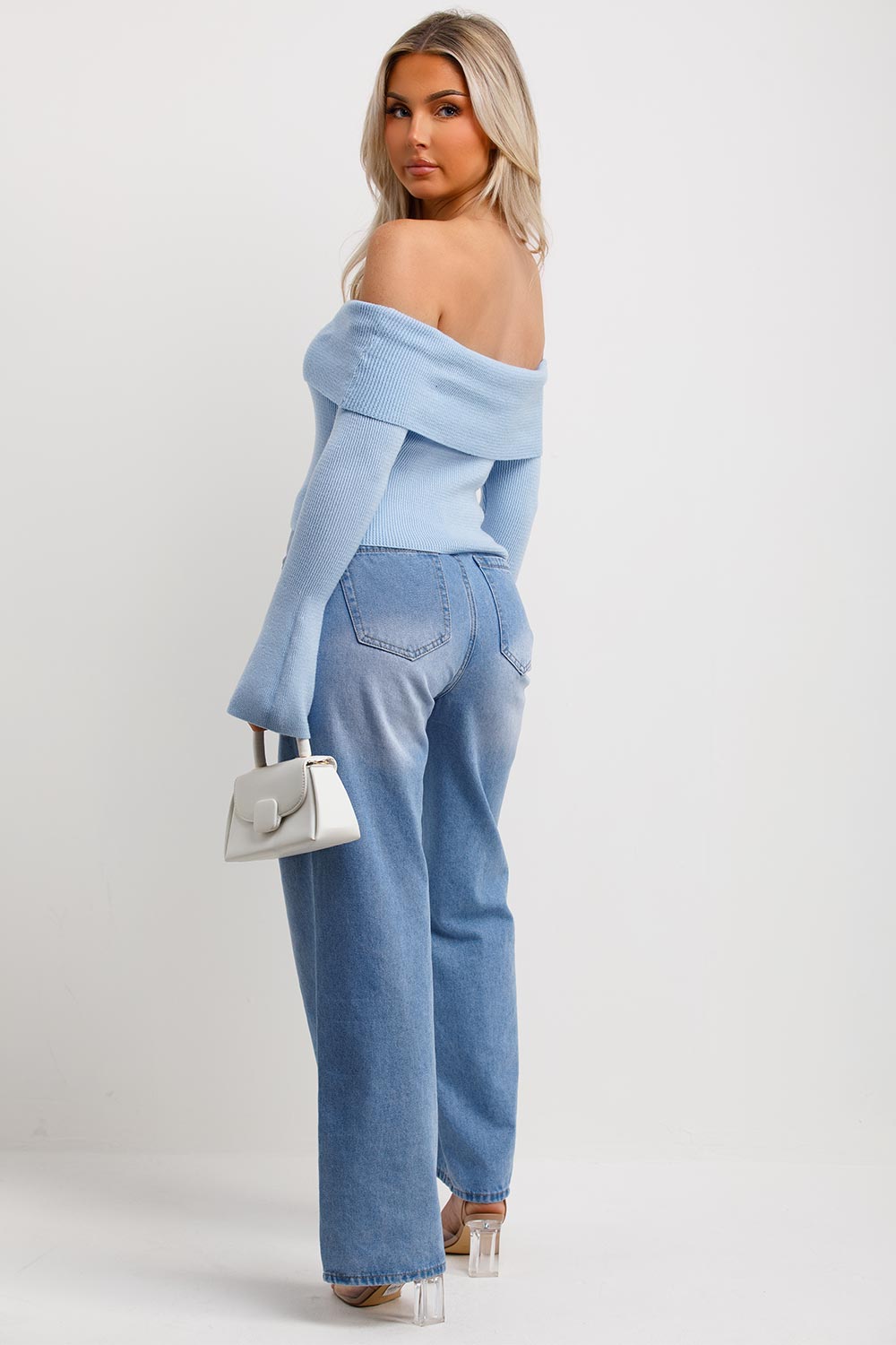 Off Shoulder Jumper Top Blue | Xtralitty