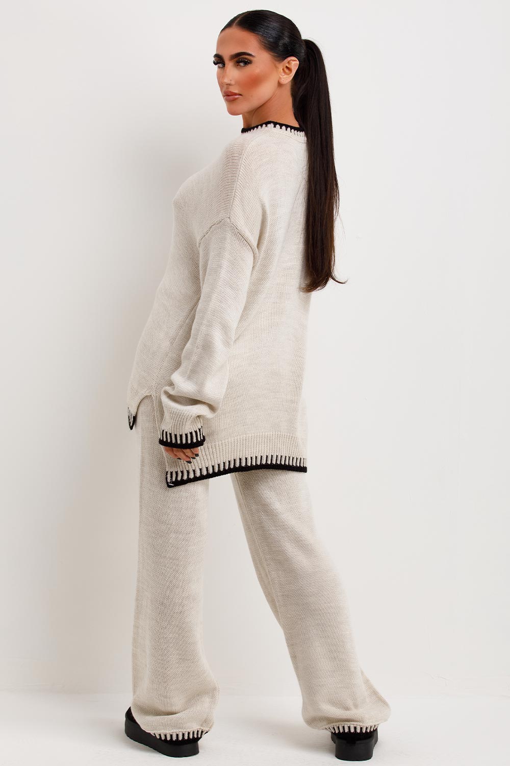 Knitted Loungewear Set with Blanket Stitch Detai | Xtralitty