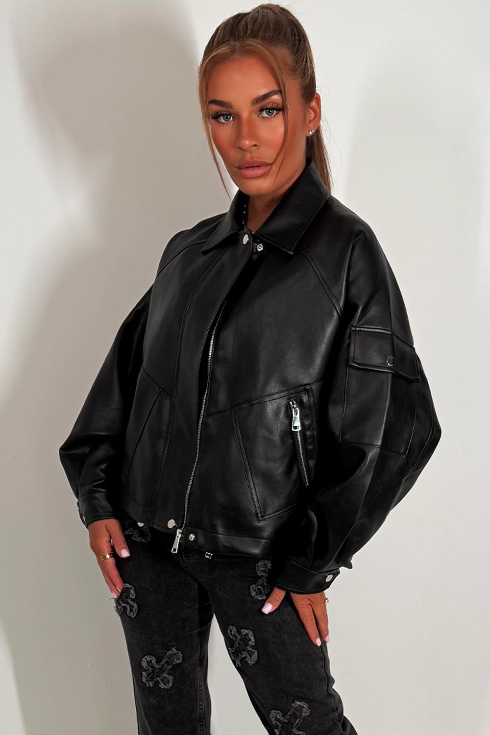 Faux Leather Jacket Black | Xtralitty