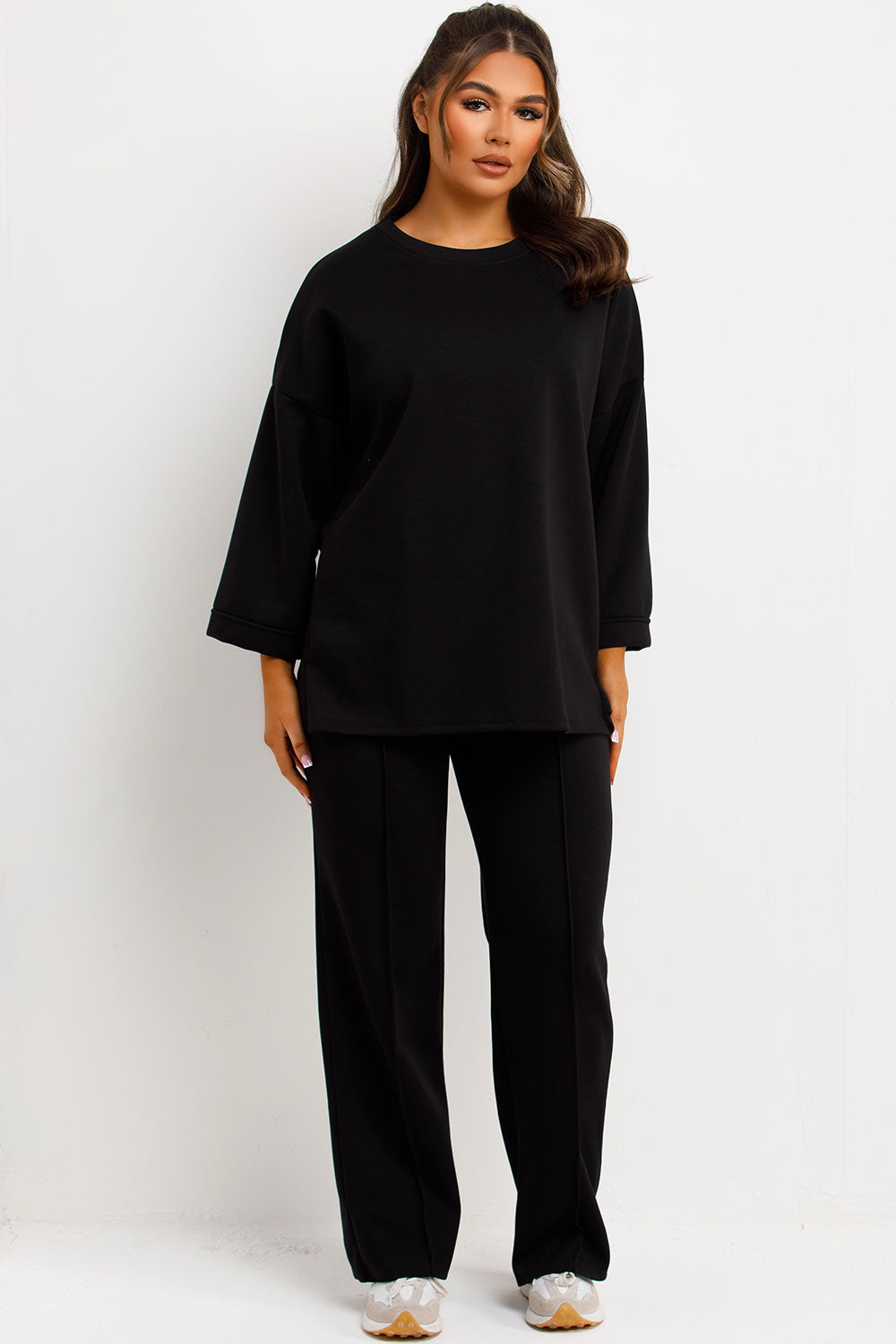 Oversized Top and Straight Leg Seam Detail Trous | Xtralitty