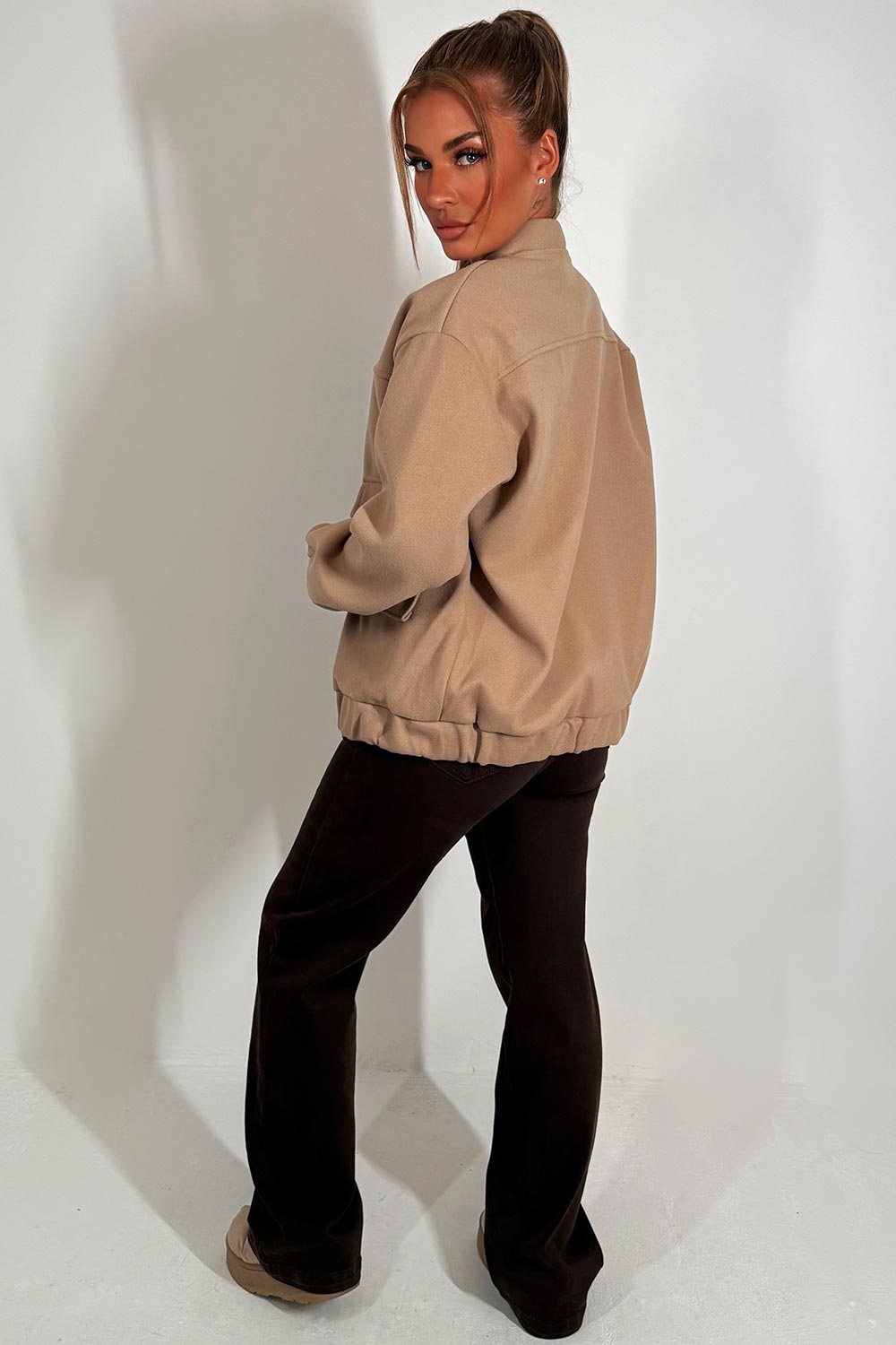Bomber Jacket with Pockets Beige | Xtralitty