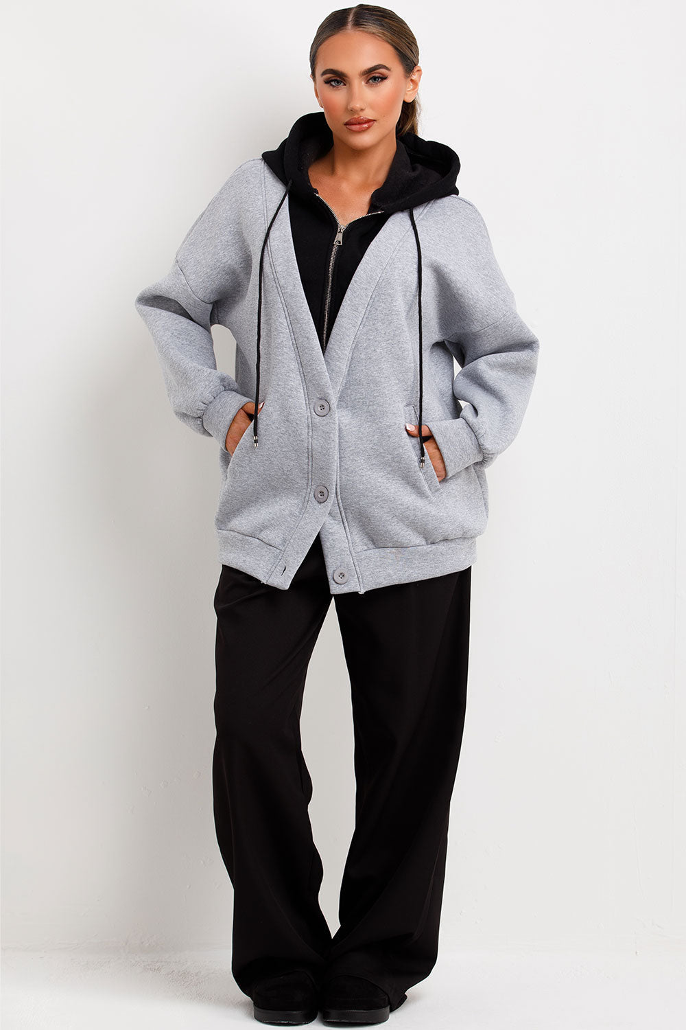 Zip Up Hoodie Cardigan Black | Xtralitty