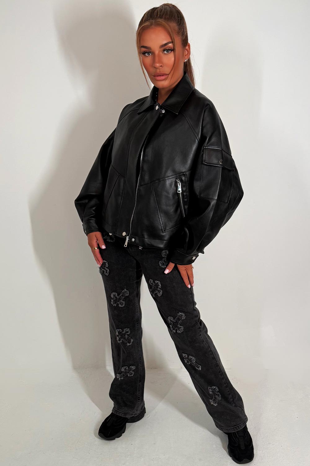 Faux Leather Jacket Black | Xtralitty