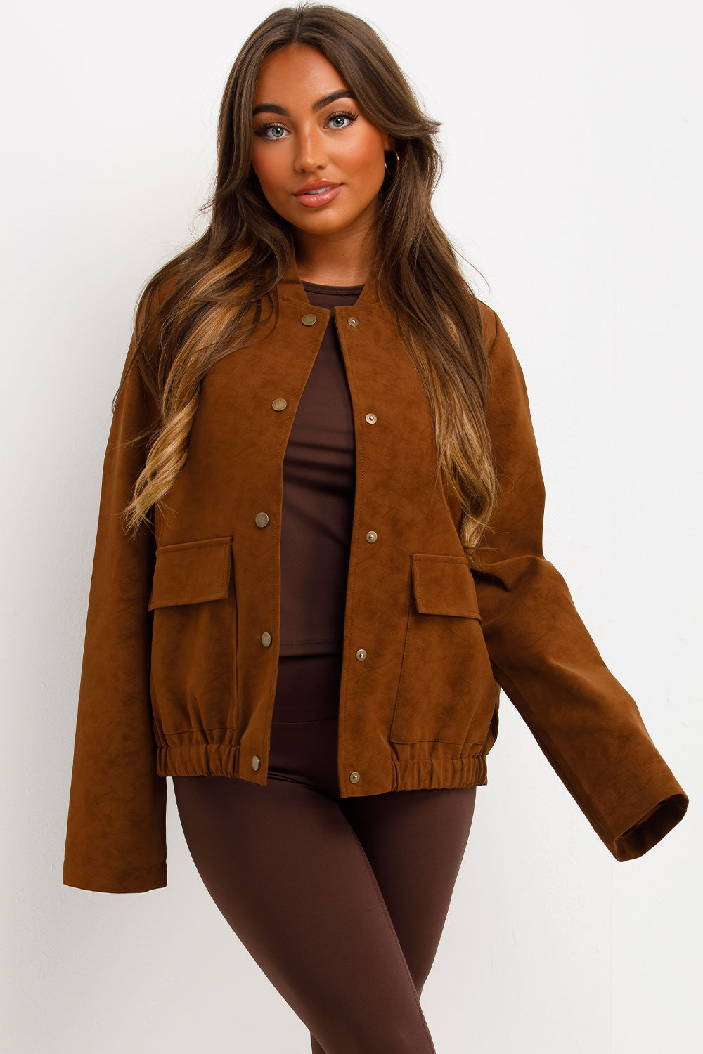 Faux Suede Bomber Jacket Rust | Xtralitty