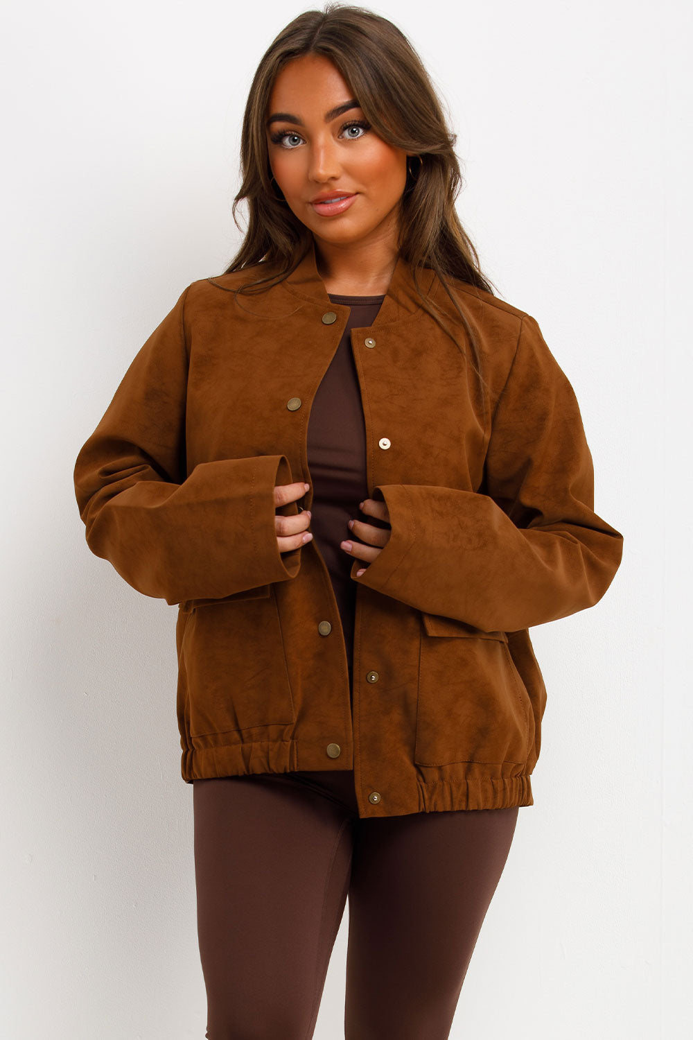 Faux Suede Bomber Jacket Rust | Xtralitty
