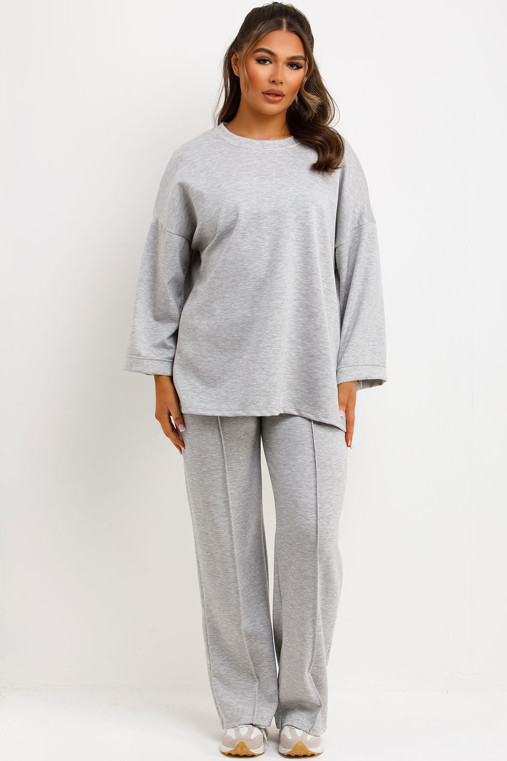 Oversized Top and Straight Leg Seam Detail Trous | Xtralitty