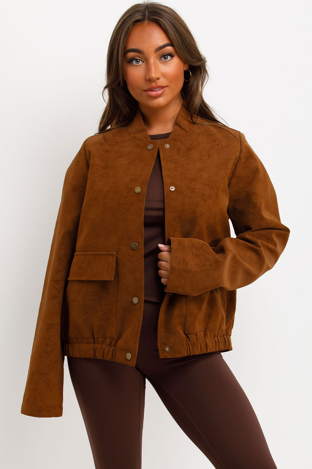Faux Suede Bomber Jacket Rust | Xtralitty